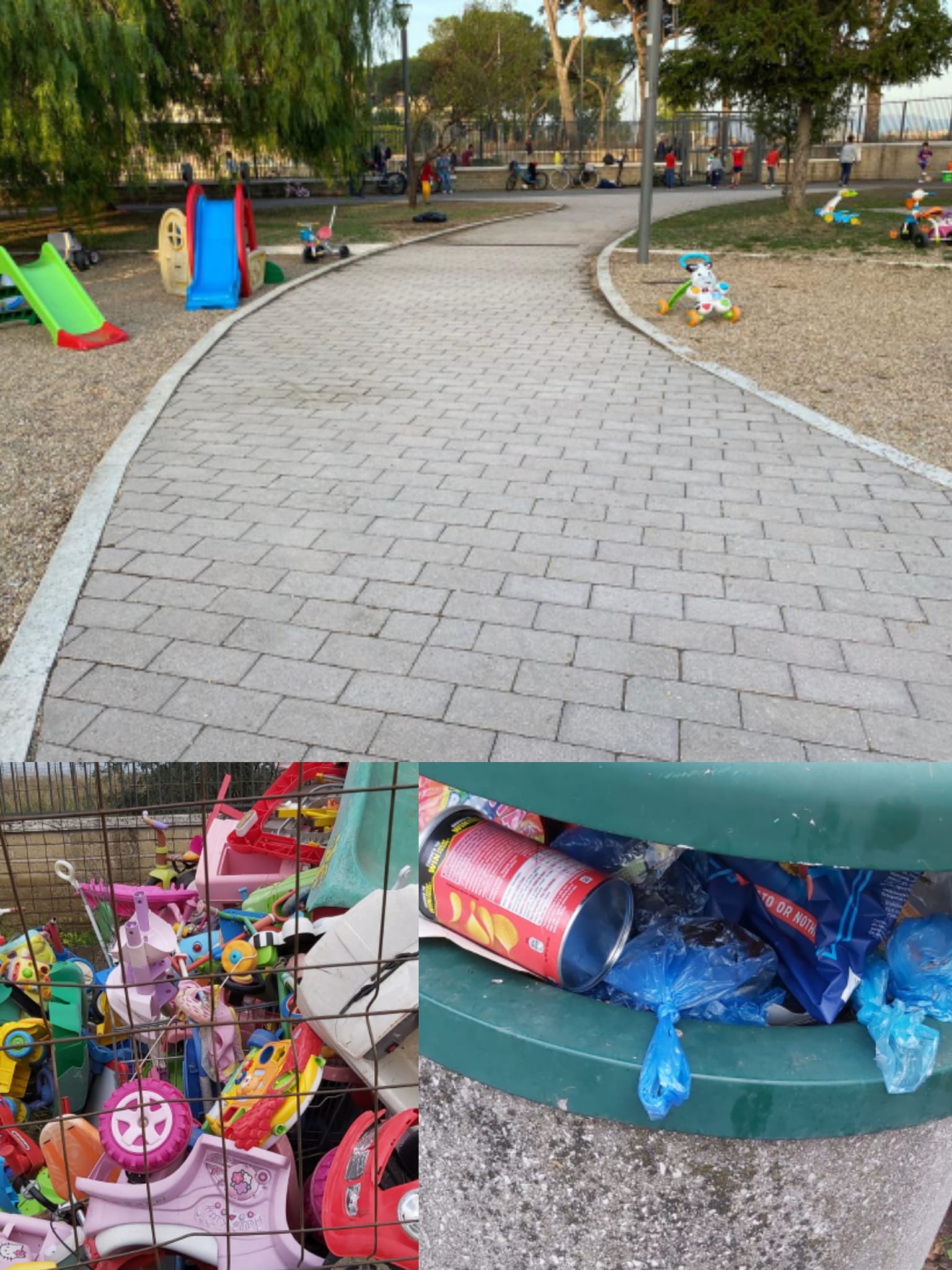 non portare giochi parco tricicli